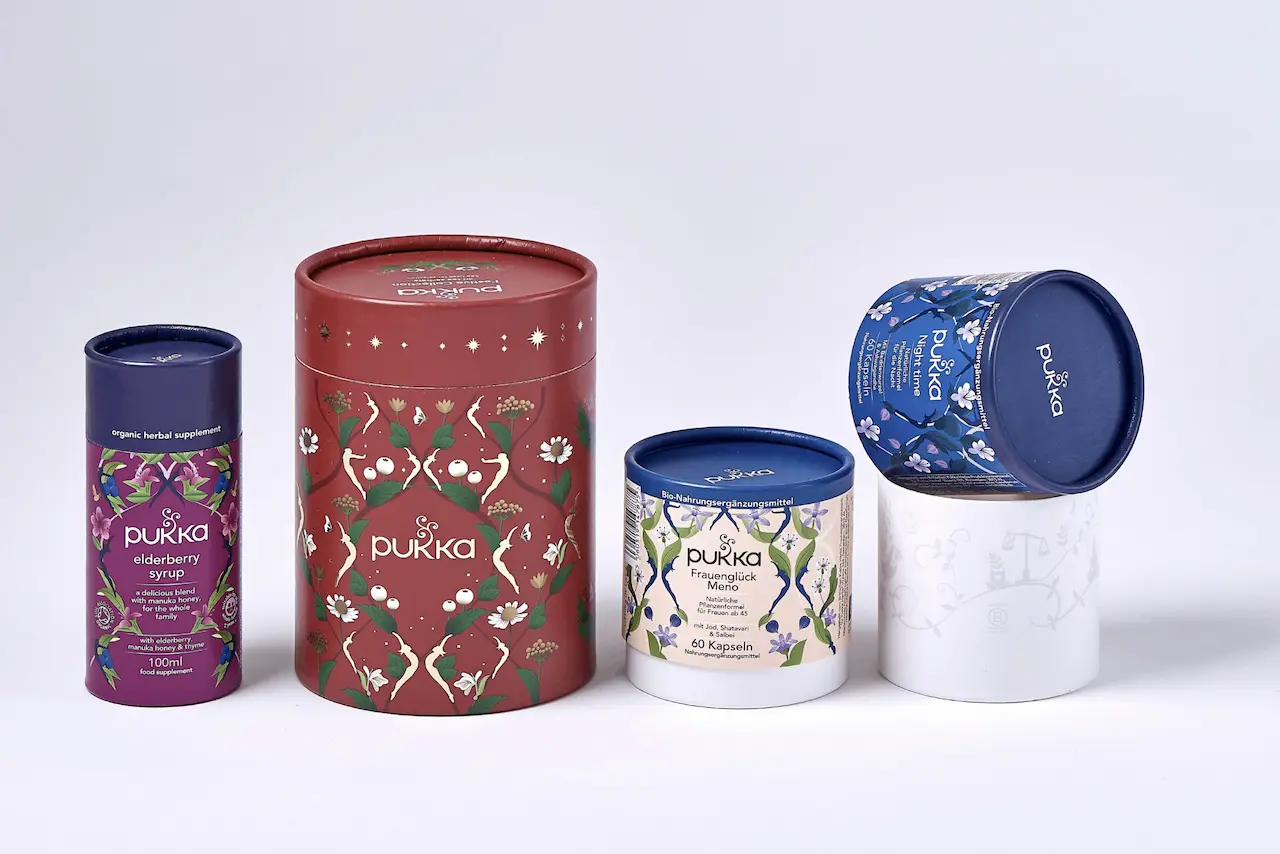 Pukka tea packaging